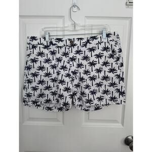 Old Navy Women's White Palm Tree Print Cotton Chino Shorts Size 12